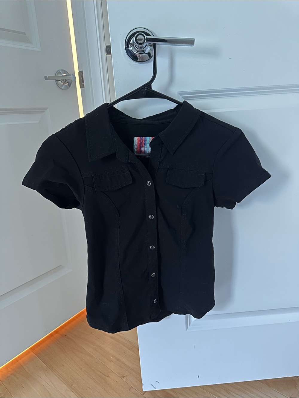 UO Size S - Black Fitted Button-Up Top